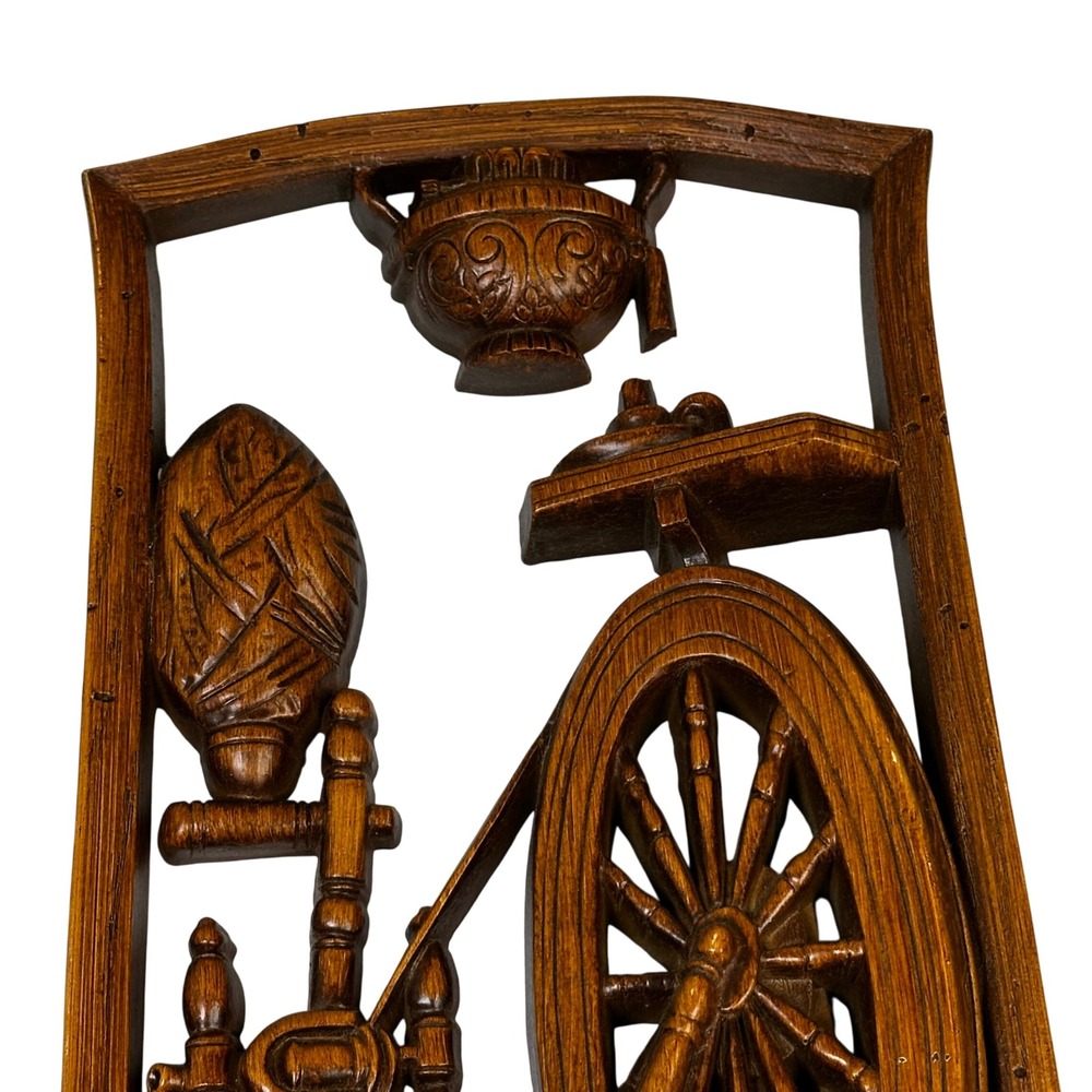 Vintage‎ Durwood Products USA Wood Carving Spinning Wheel Wall Art Decor - Picture 2 of 8